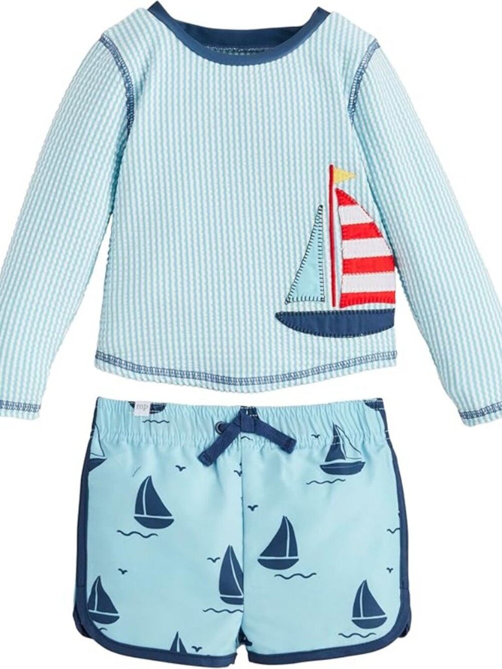 Mud Pie toddler boy sailboat app rash guard and trunks set Size Lg (4T-5T) NEW